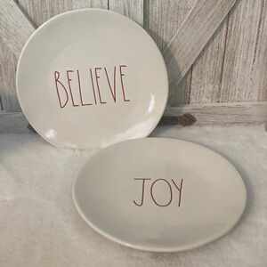 Rae Dunn Believe and Joy Salad Plates